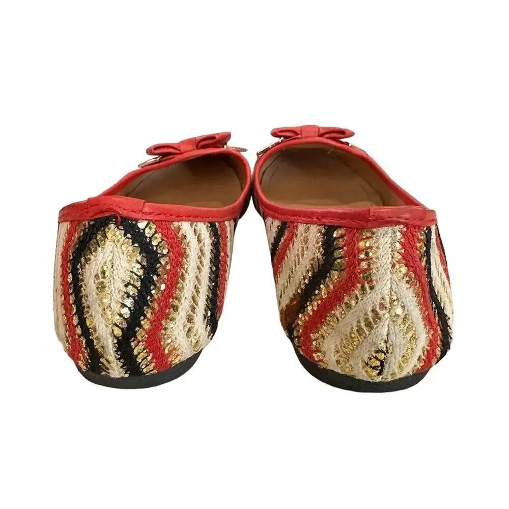 Machi Women's Red Plaid Ballet Flats Size 7 with‎ Bow Accent
